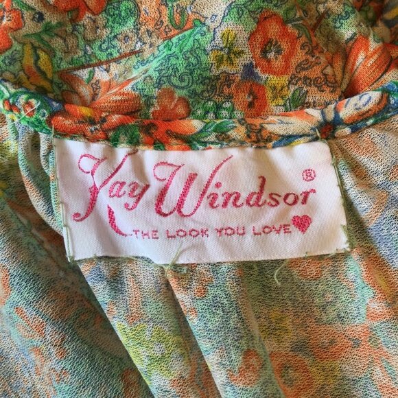 Vintage Kay Windsor women’s midi dress semi sheer floral print short sleeve cott - Picture 7 of 12